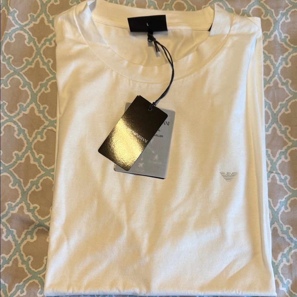 Emporio Armani Cream T-Shirt with Logo